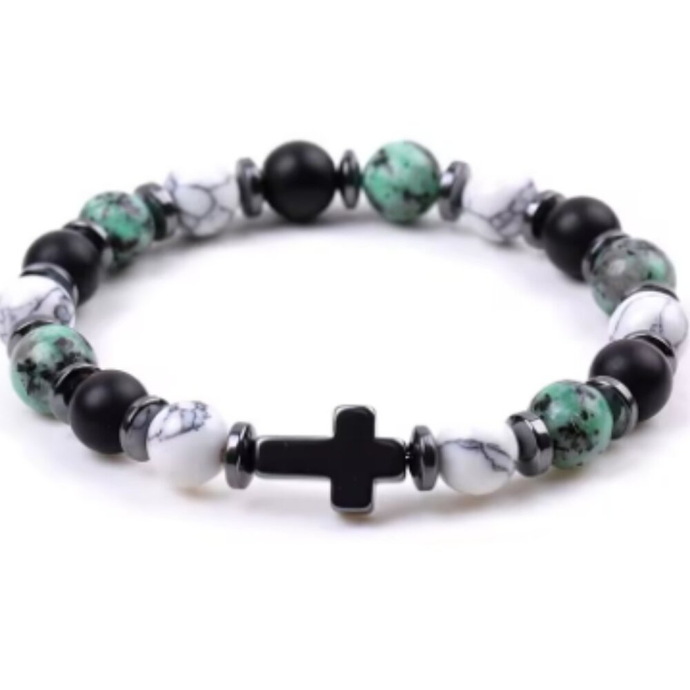 Cross Bracelet,Gemstone Bracelet,Stone Beads Cross Bracelet